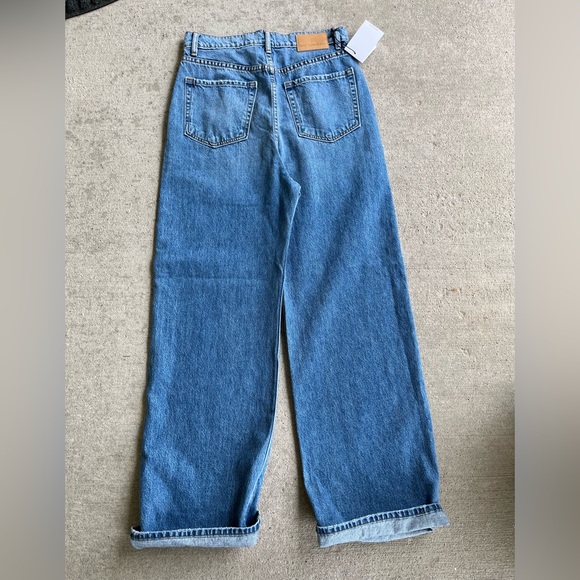 Self Contrast wide leg pleated denim jeans NWT - Picture 3 of 6